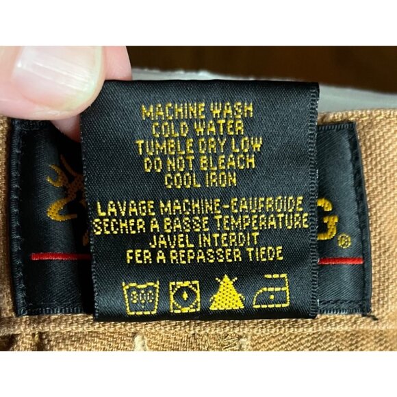 Vintage Browning Mens Canvas Brush Guard Hunting Pants 40/32 Brown/Green USA - Picture 4 of 12